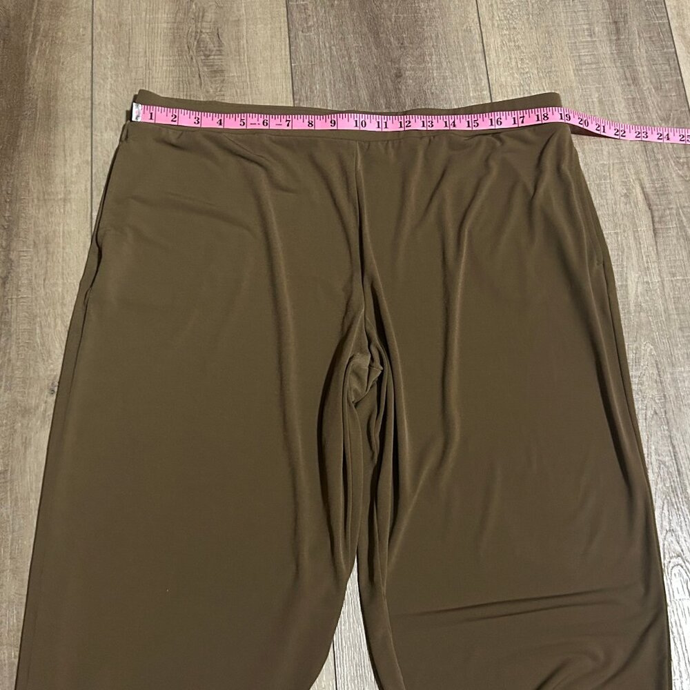 SUSAN GRAVER Every Day Liquid Knit Wide-Leg Pants Size XL Brown Side Slit ~ EUC - Picture 10 of 13